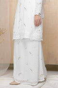 Baju Kurung Nikah White Leana Brides Embroidered Chiffon