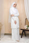 Baju Kurung Nikah White Leana Brides Embroidered Chiffon