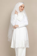 Baju Kurung Nikah White Dewi Riau Embroidered Border Lace