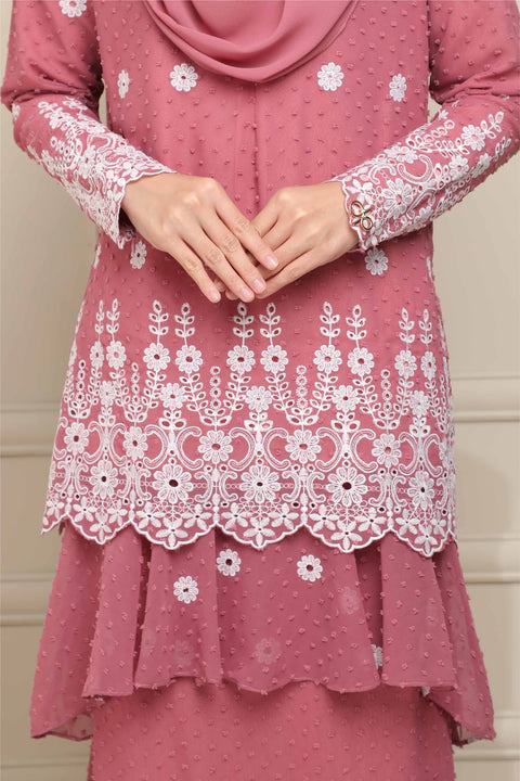 Baju Kurung Viana Embroidered Polka Dots Chiffon