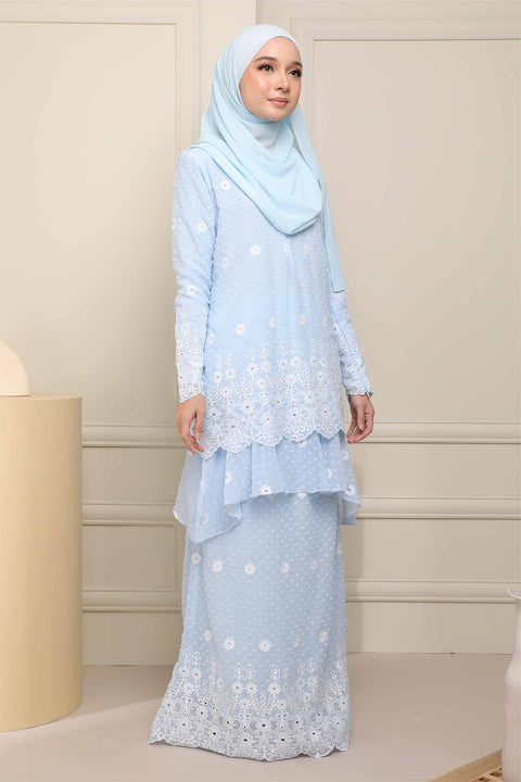 Baju Kurung Viana Embroidered Polka Dots Chiffon