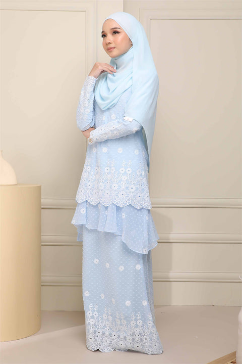 Baju Kurung Viana Embroidered Polka Dots Chiffon