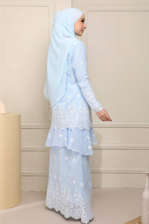 Baju Kurung Viana Embroidered Polka Dots Chiffon