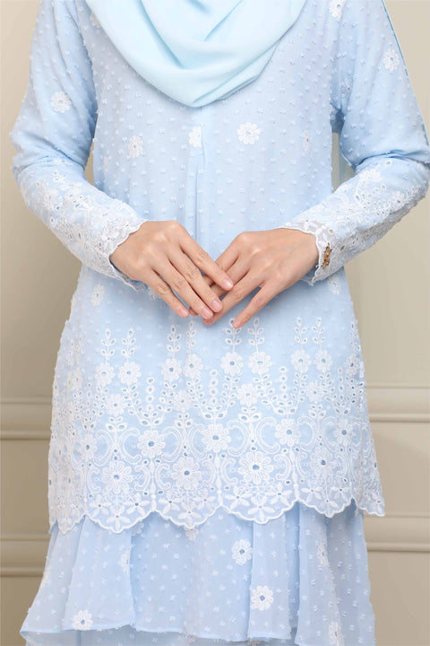 Baju Kurung Viana Embroidered Polka Dots Chiffon