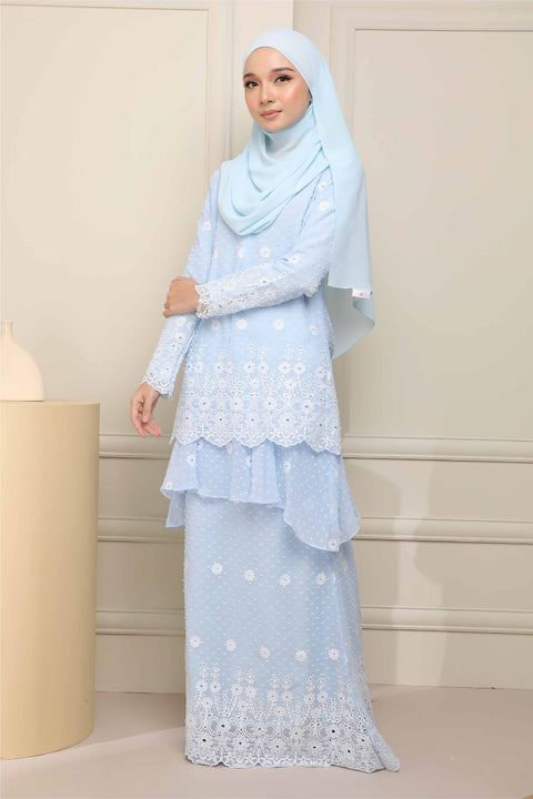 Baju Kurung Viana Embroidered Polka Dots Chiffon