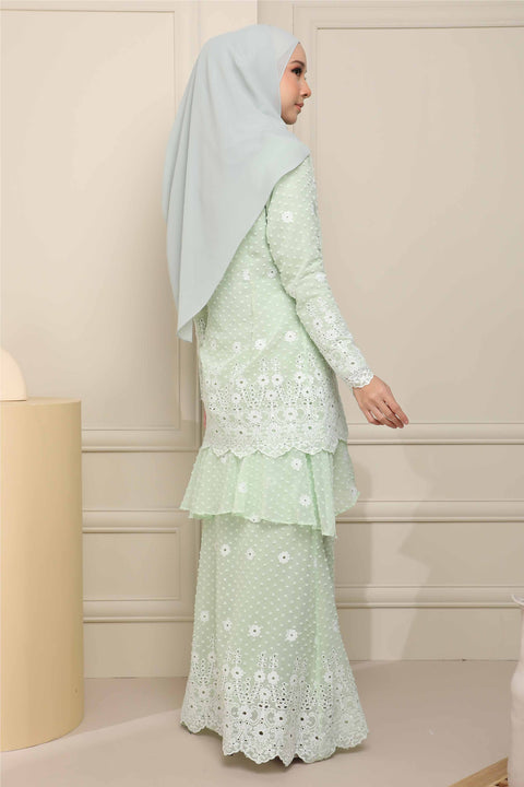 Baju Kurung Viana Embroidered Polka Dots Chiffon